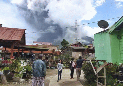 Indonesia’s Sinabung volcano spews ash